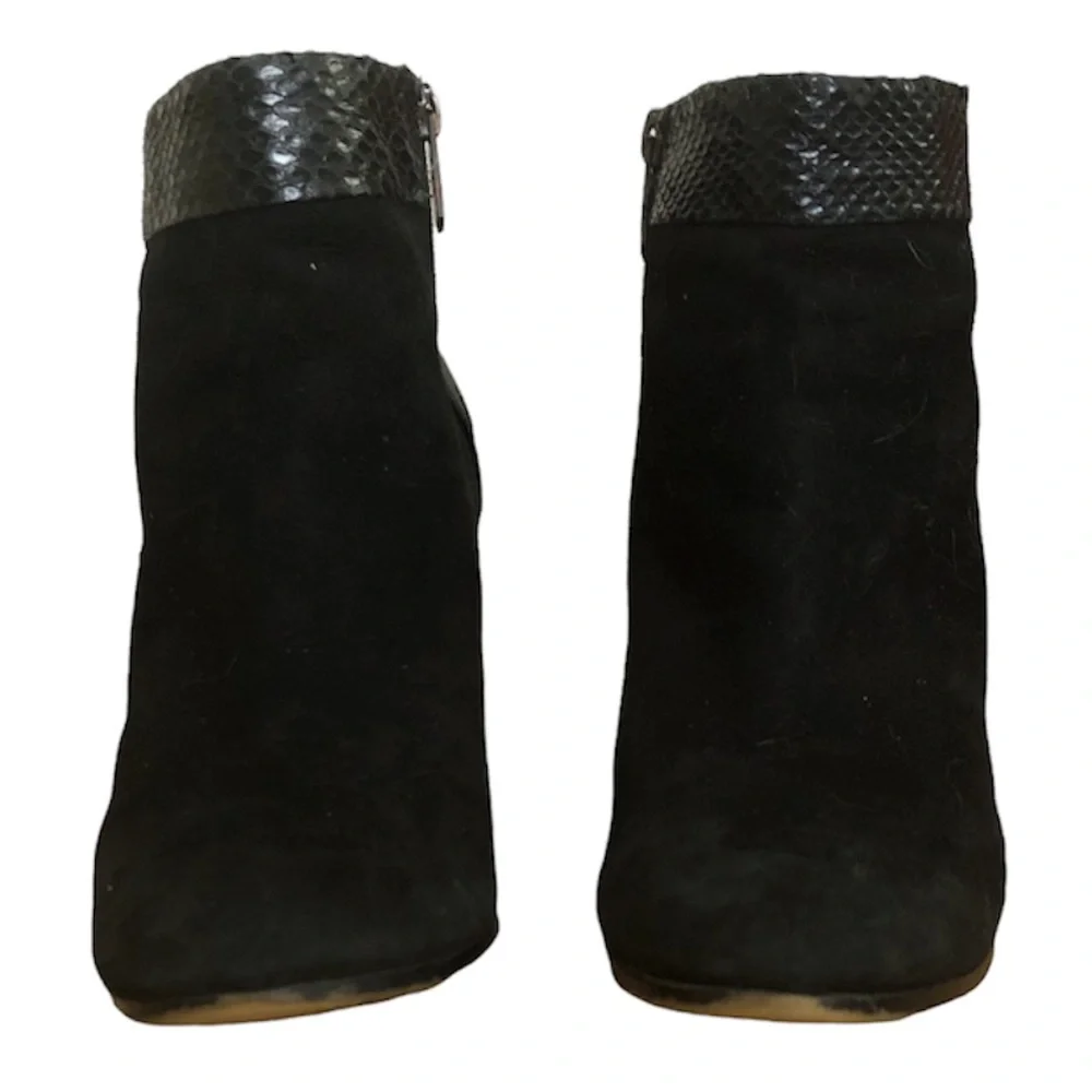 Sam Edelman Black Block Heel Leather and Suede Ankle Booties - Picture 4 of 7